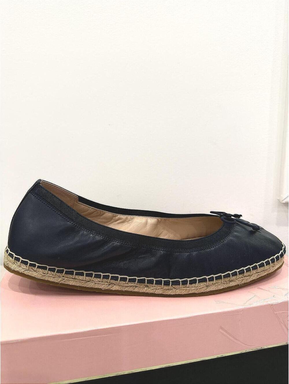 Kate Spade Clubhouse Espadrille Leather Flats in Blazer Blue, Size 10B